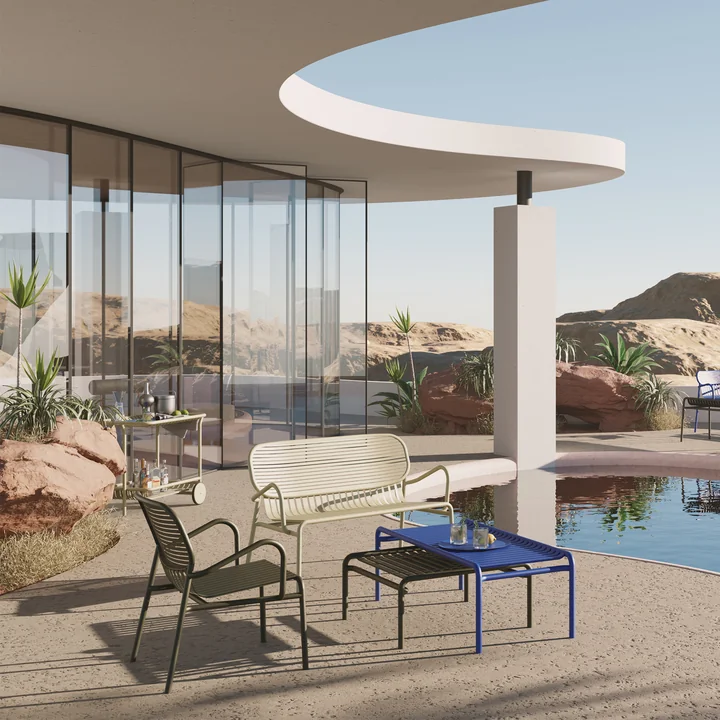 The Week-End sofa Outdoor from Petite Friture by the pool
