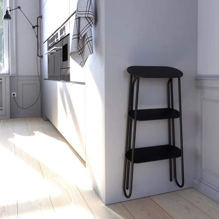 The Bukto step stool from Frost hangs on the wall