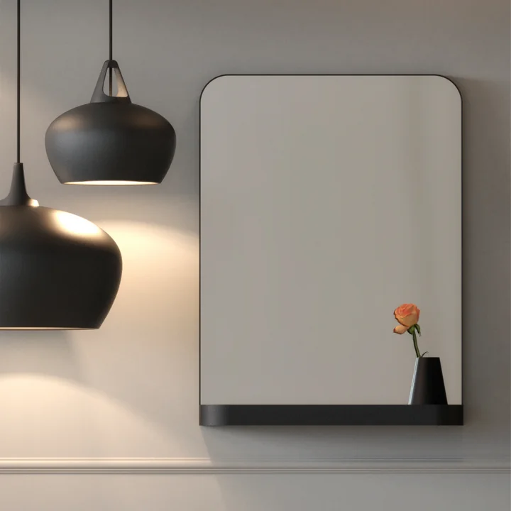The minimalist Signatures TB600 mirror with shelf from Frost in the hallway