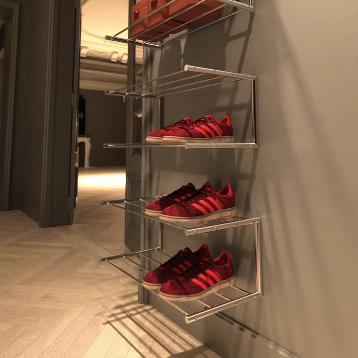 The Nova shoe rack from Frost as an individual shelf wall