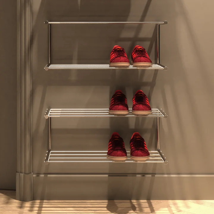 The Nova shoe rack from Frost is minimalist yet functional