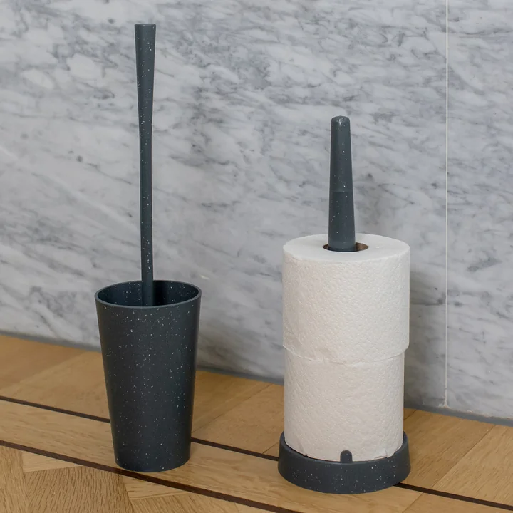 Rio Replacement toilet roll holder and toilet brush (recycled) from Koziol in nature grey