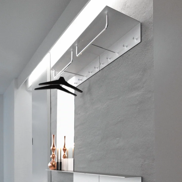 The Unu wall coat rack with hook and rail and coat hanger from Frost