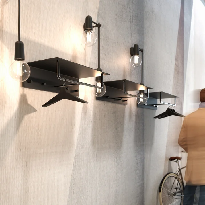 The black Unu wall coat rack with coat hanger from Frost