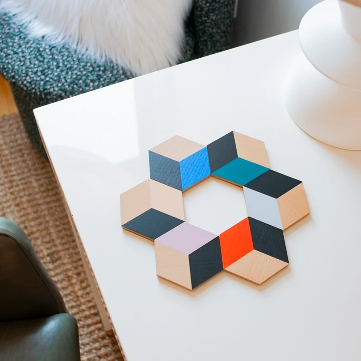 Table Tiles Optic Coaster from Areaware in multicolor