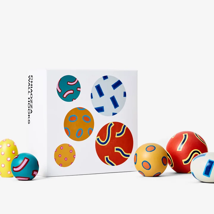 The Chiaozza wall hooks from Areaware with packaging