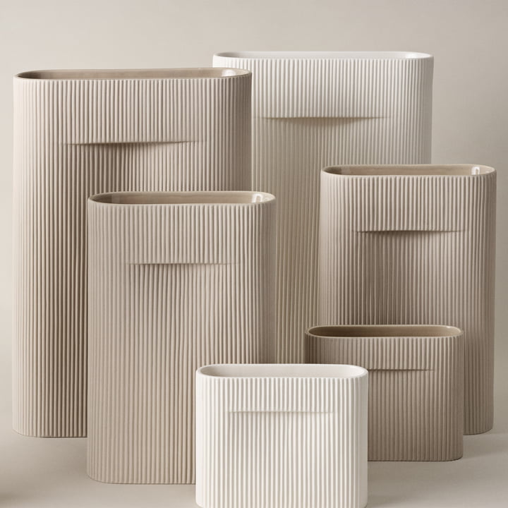 Ridge Vases from Muuto in off-white and beige