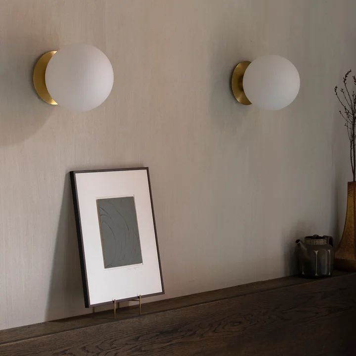 TR wall and ceiling light from Audo in brass / matt opal light source