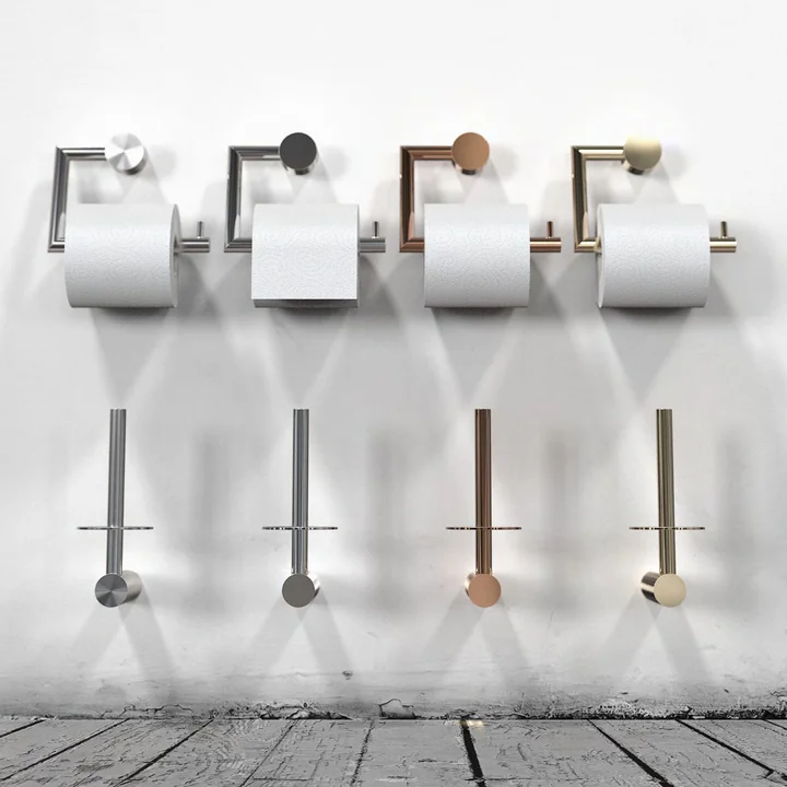 The Nova2 toilet paper holder and holder for spare roll from Frost in combination