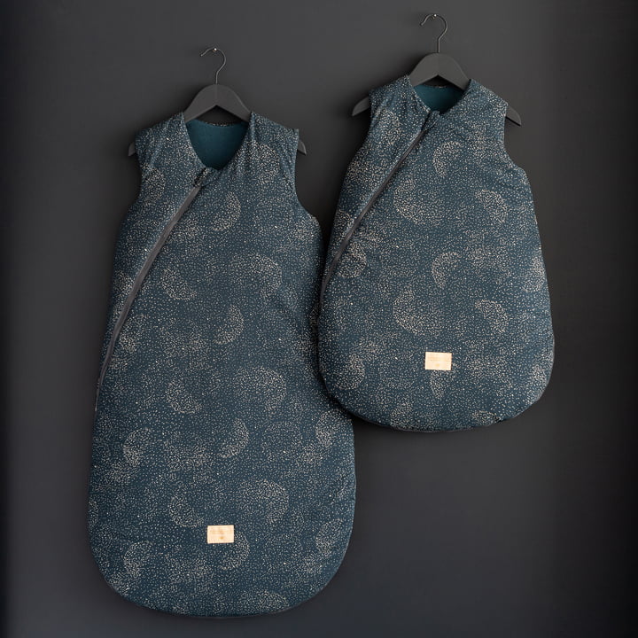 Cocoon Baby -Sleeping bag from Nobodinoz in the color gold bubble / night blue