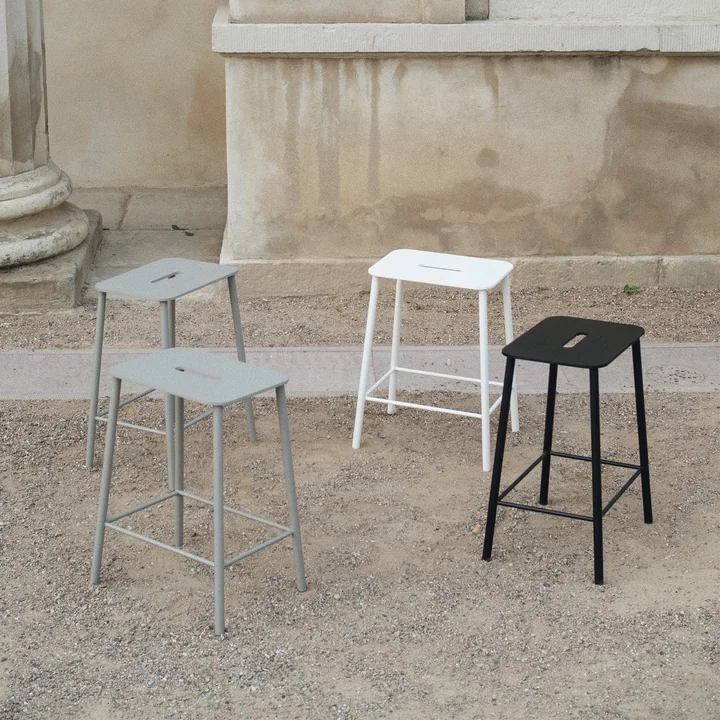 Adam Stool Mono, H 50 cm from Frama in steel powder coated white, grey, black
