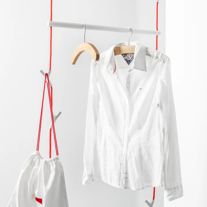 The Wardrope coat rack from Authentics between Wardrope ropes