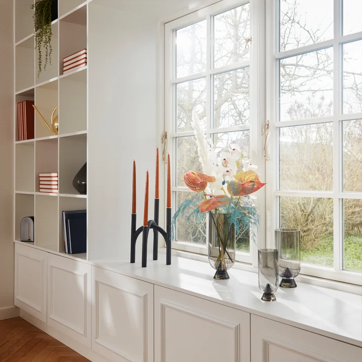 The small Angui candleholder from AYTM on the windowsill