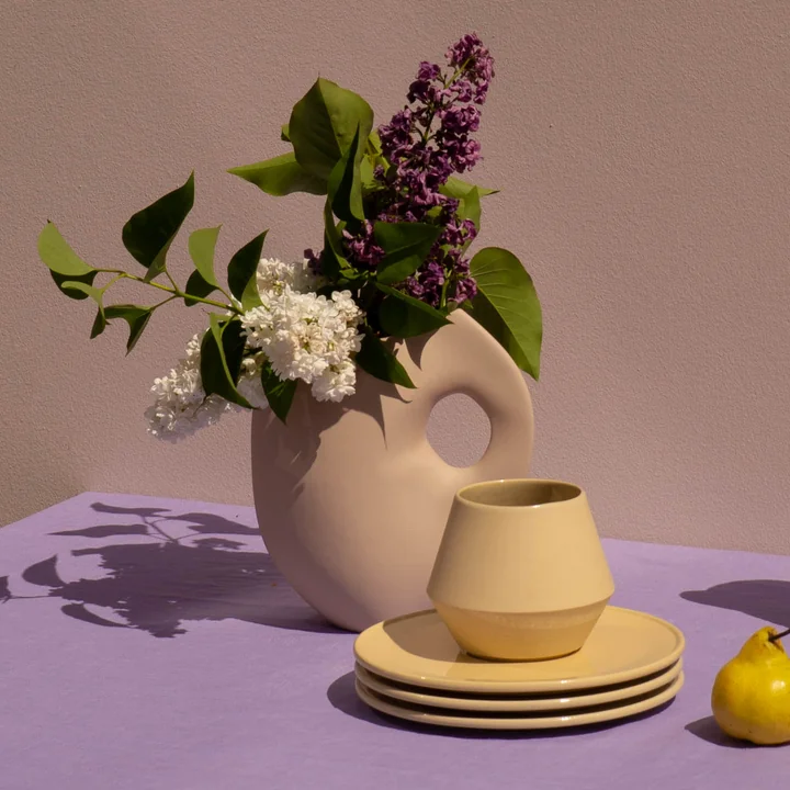 Ceramic vase on the dining table