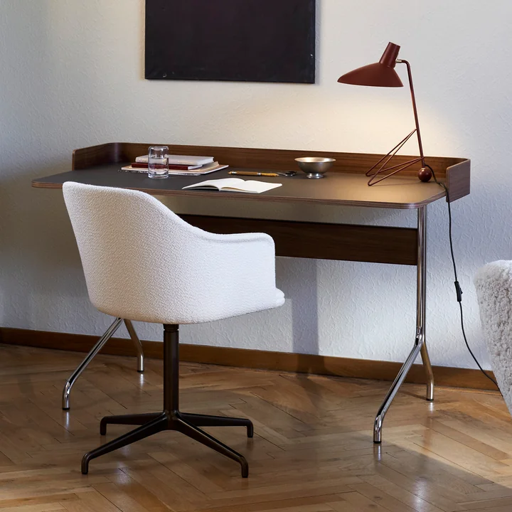 The Pavilion AV17 desk with the HM9 table lamp