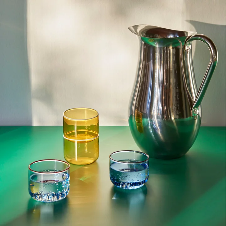The Tint drinking glasses and the Indian jug from HAY
