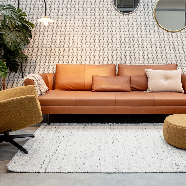 Felt ball rug Pebble by Collection in beige mottled