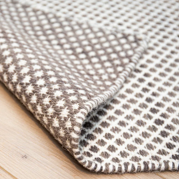 Kelim Reversible rug with diamond pattern from the Collection in dark gray / offwhite