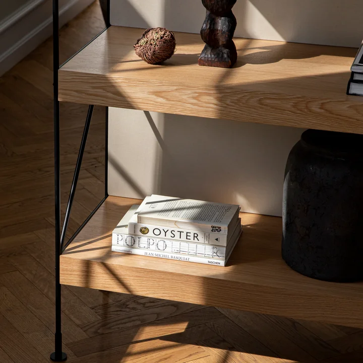 The Zet storage system with books and deco
