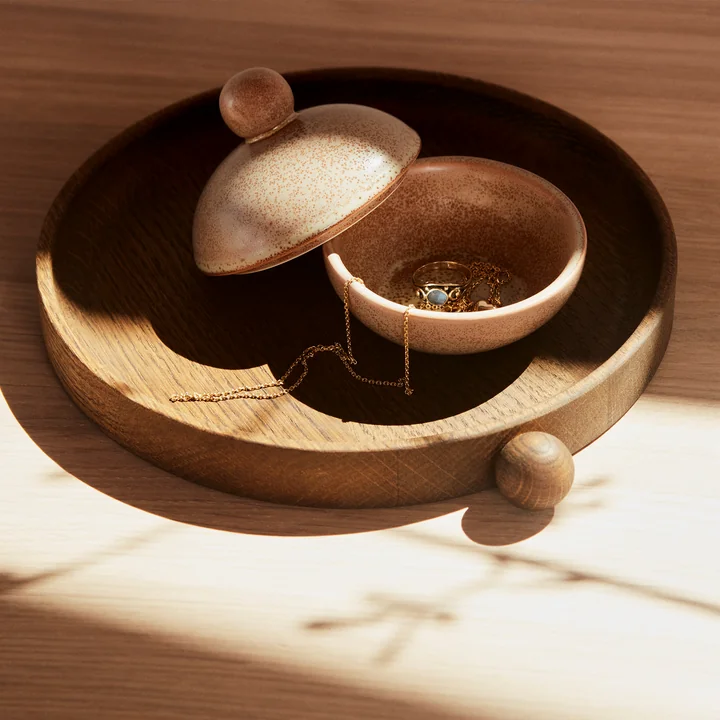 Inca wooden tray round Ø 20 cm from OYOY in dark
