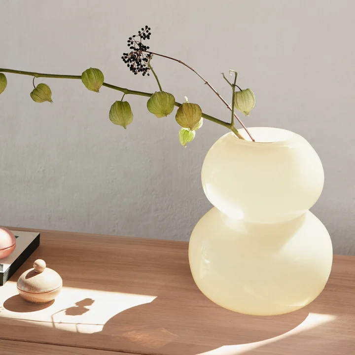 Lasi Vase Large, H 30 cm from OYOY in vanilla