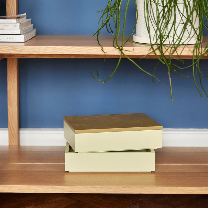 Hübsch Interior - Storage box with lid, light brown / yellow