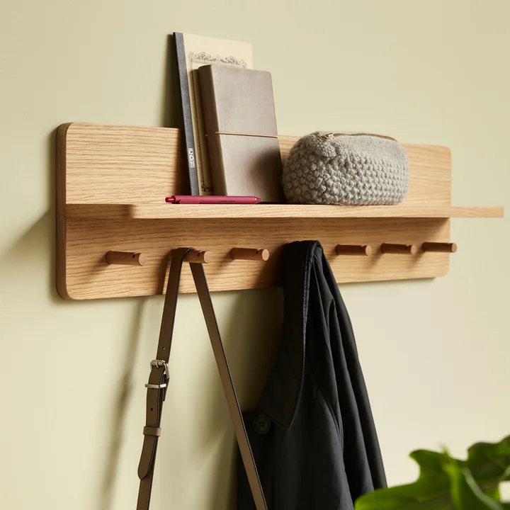 Wooden coat hook with shelf