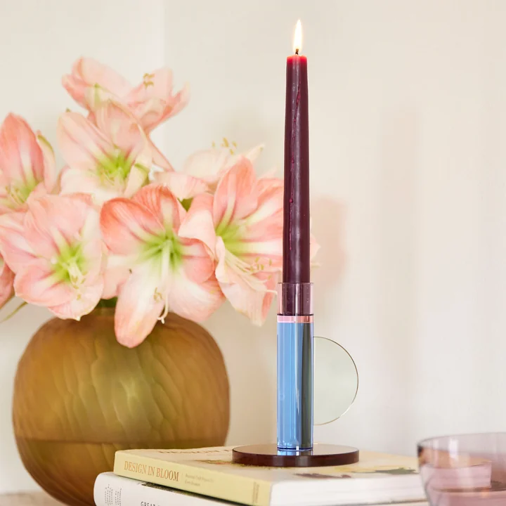 Crystal glass candle holder on the shelf