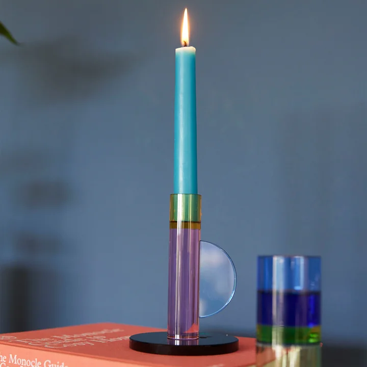 Colorful glass candle holder