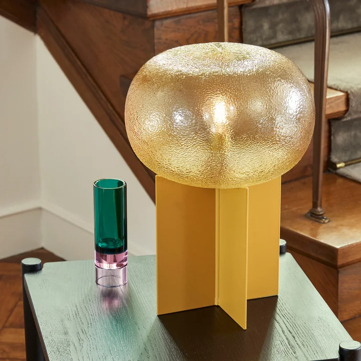 Glass table lamp and crystal tealight holder / vase by Hübsch Interior