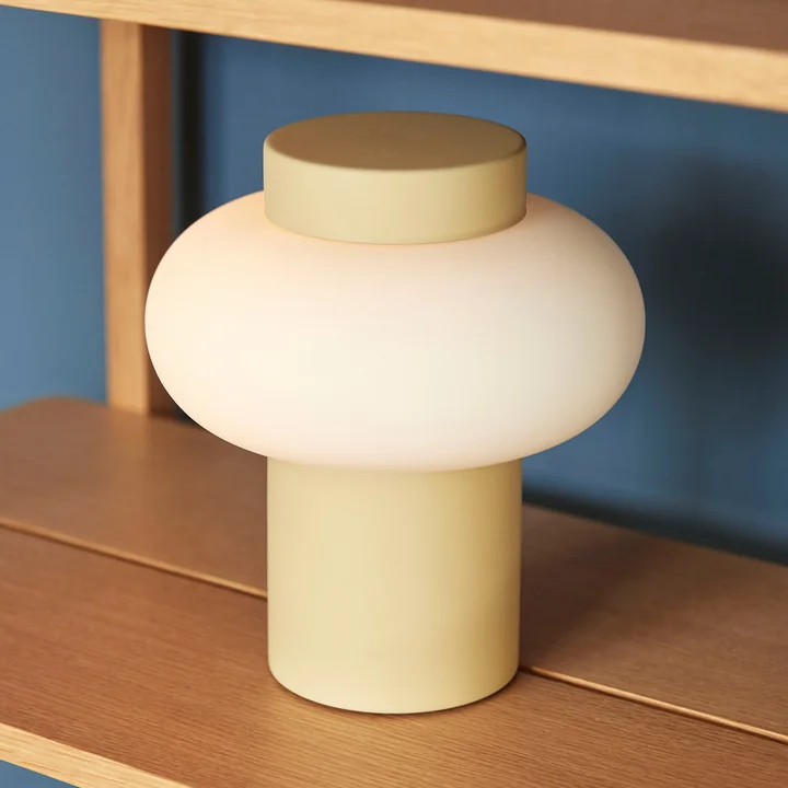 Opal glass table lamp from Hübsch Interior in yellow