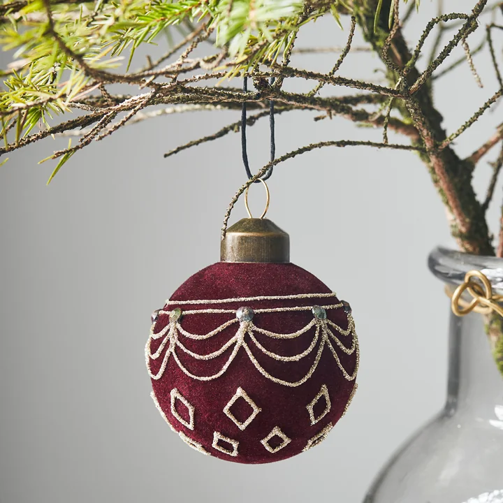 Velour Christmas tree ball from House Doctor in the colour red-brown
