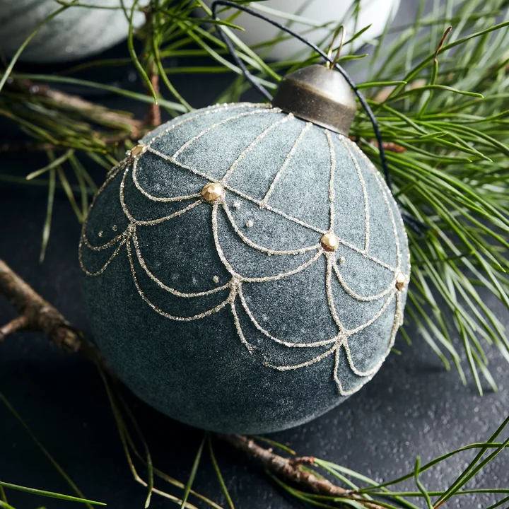 Velour Christmas tree ball from House Doctor in the color dusty green