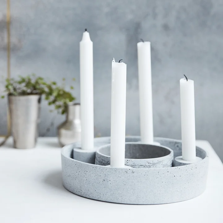 The Ring Candle holder for stick candles from House Doctor in color concrete gray