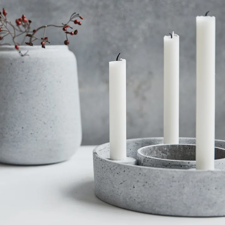 The Ring Candle holder for stick candles from House Doctor in color concrete gray
