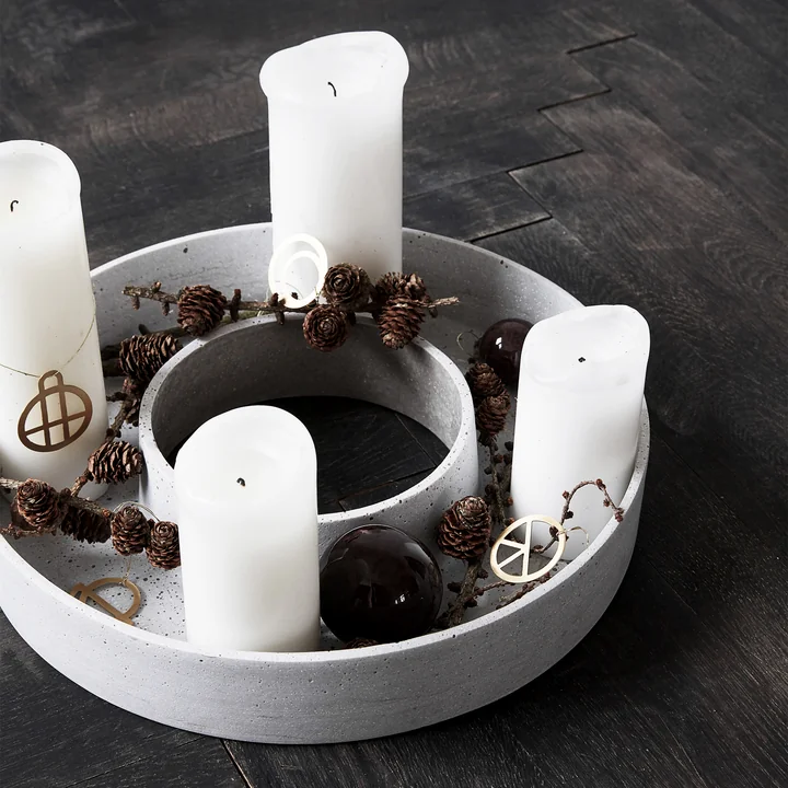 The Ring Candle holder for block candles from House Doctor in color concrete gray