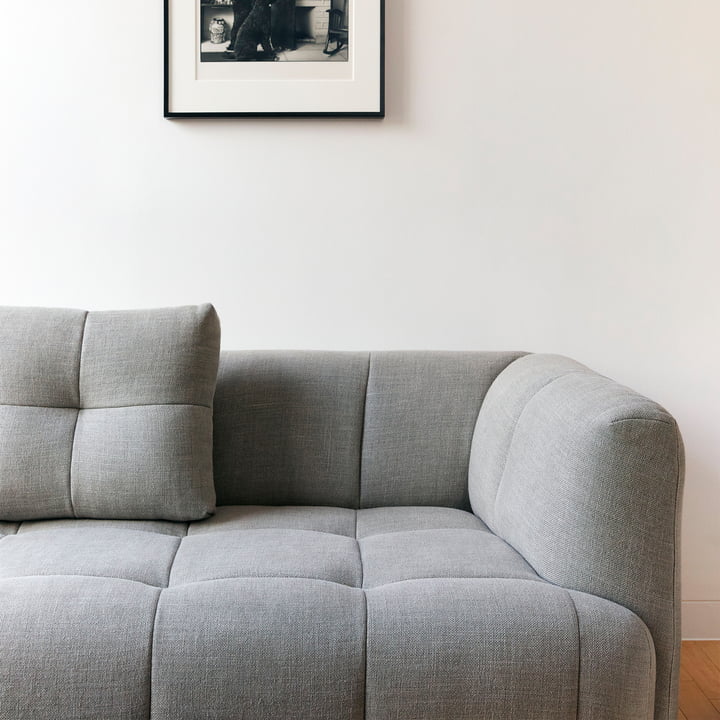 Quilton 3 seater sofa from Hay in the finish Linen Grid adriatic blue