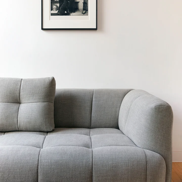 Quilton 3-seater sofa from HAY in the version Linen Grid adriatic blue