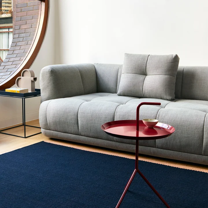 Quilton 3-seater sofa from HAY in the version Linen Grid adriatic blue