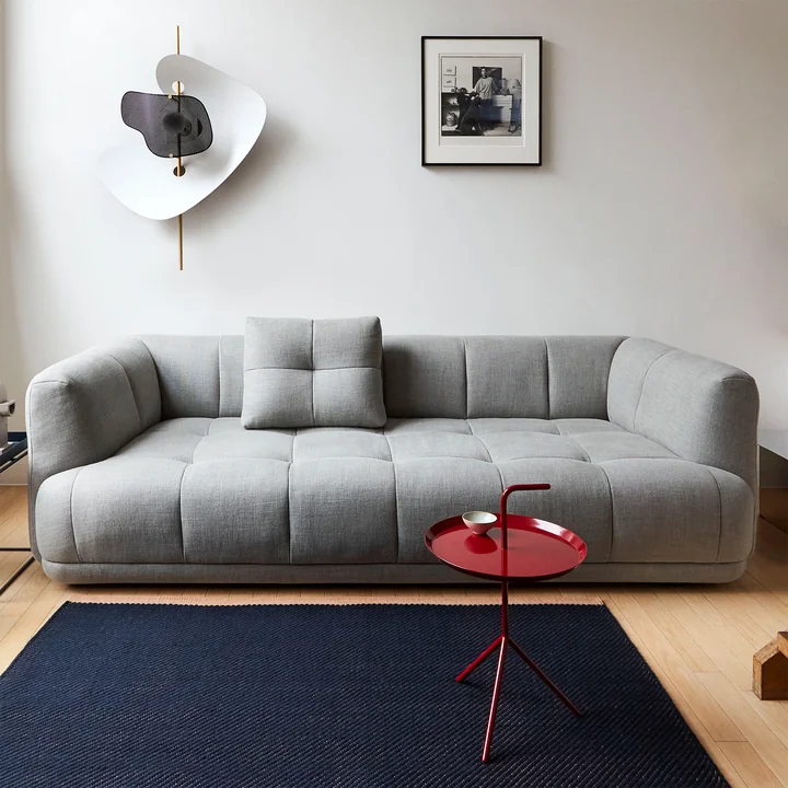 Quilton 3-seater sofa from HAY in the version Linen Grid adriatic blue