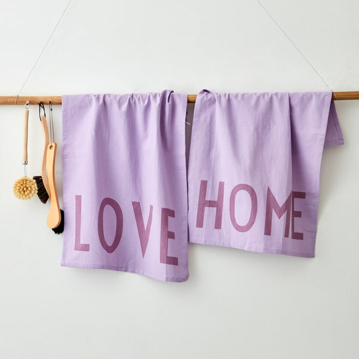 Favourite Tea towel in Love / Home, lavender (set of 2) from Design Letters