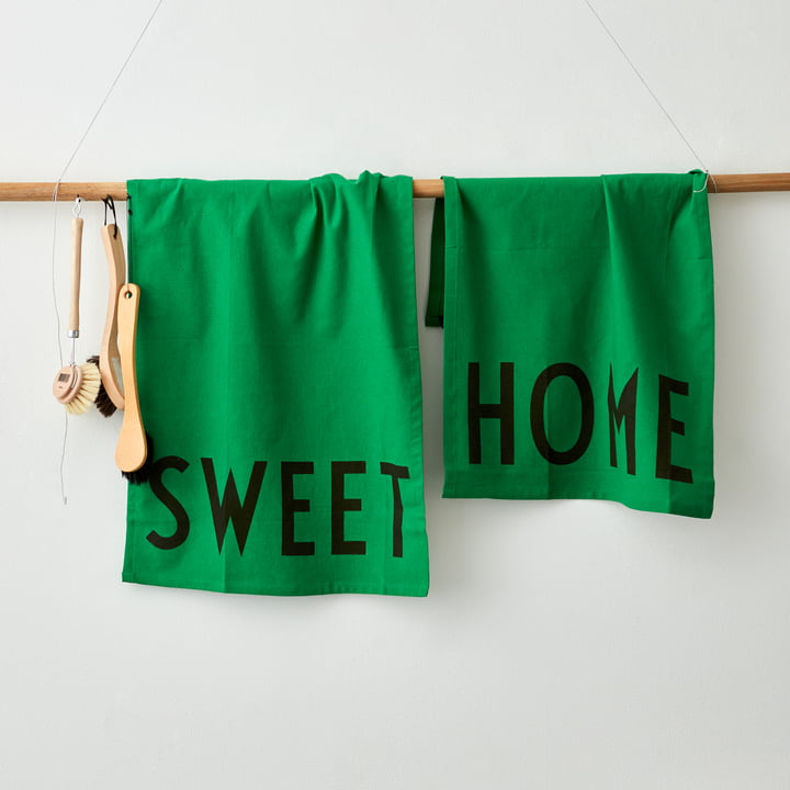 Favourite Tea towel in Sweet / Home, olive green (set of 2) from Design Letters