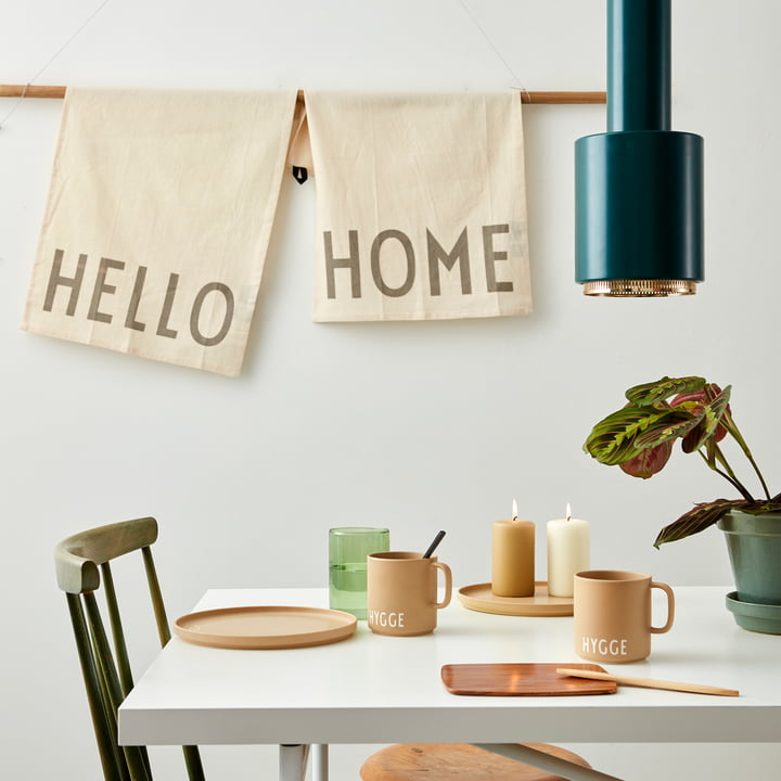 Favourite Tea towel in Hello / Home, off-white (set of 2) from Design Letters