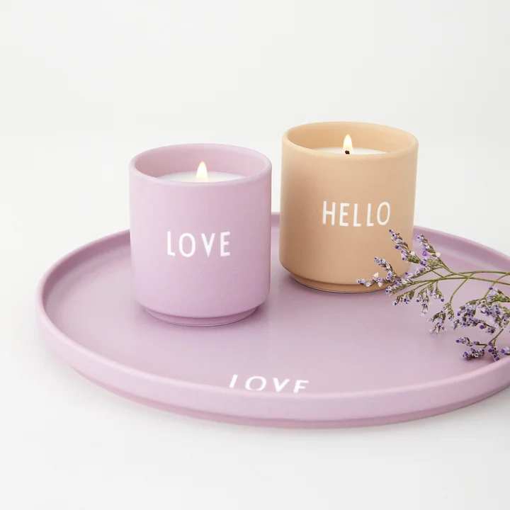 Scented candle small from Design Letters in Hello / beige - Love / lavender