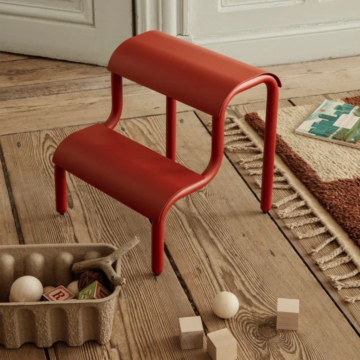Up Step Multifunctional stool from Ferm Living in the color poppy red