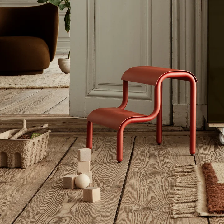 Up Step Multifunctional stool from Ferm Living in the color poppy red