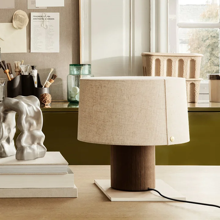 Post Table lamp base by Ferm Living in the version Solid, smoked oak