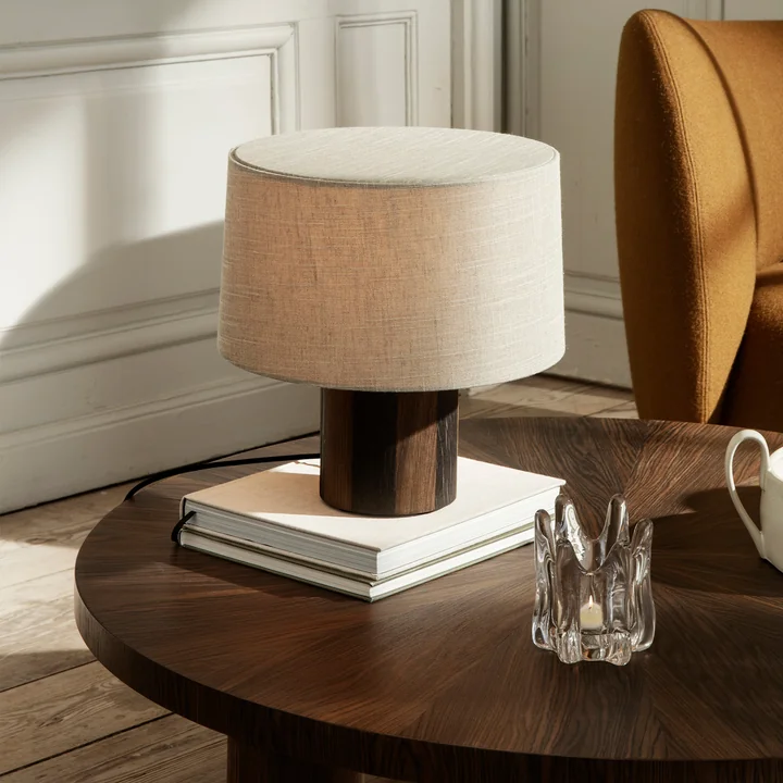 Post Table lamp base by Ferm Living in the Lines version, smoked oak / black