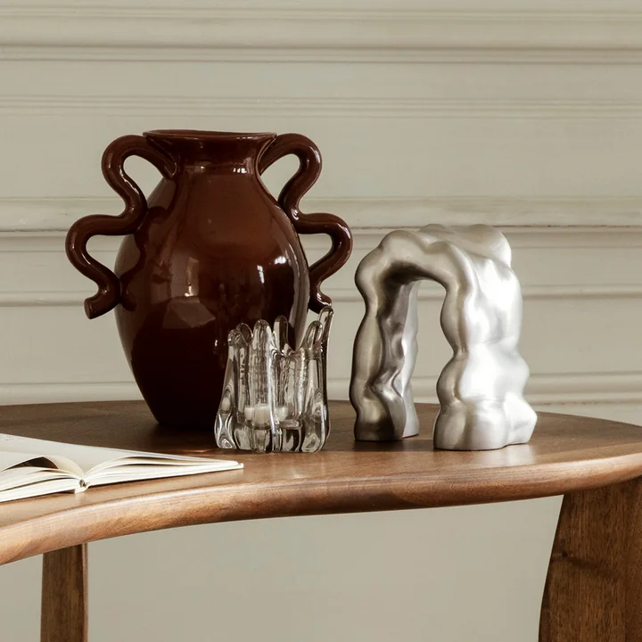 Morf sculpture and bookend by Ferm Living in brushed aluminium finish