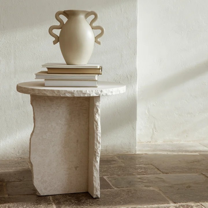 Mineral Marble Sculpture Table by Ferm Living in the Bianco Curia finish